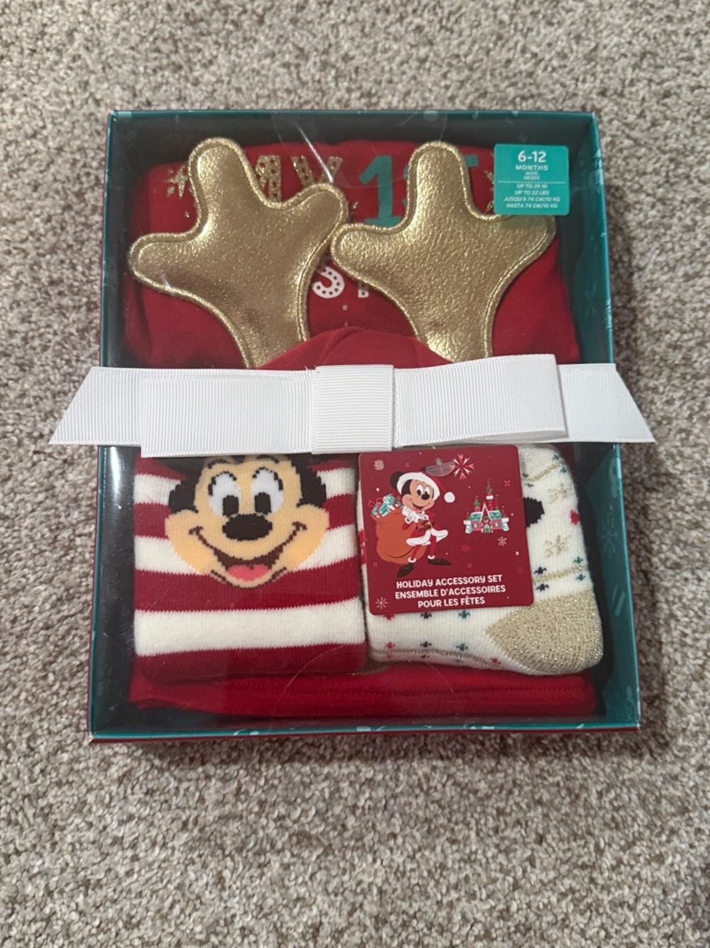 Brand New in Box NIB Disney My First 1st Christmas Holiday Accessory Set 6-12 Mo